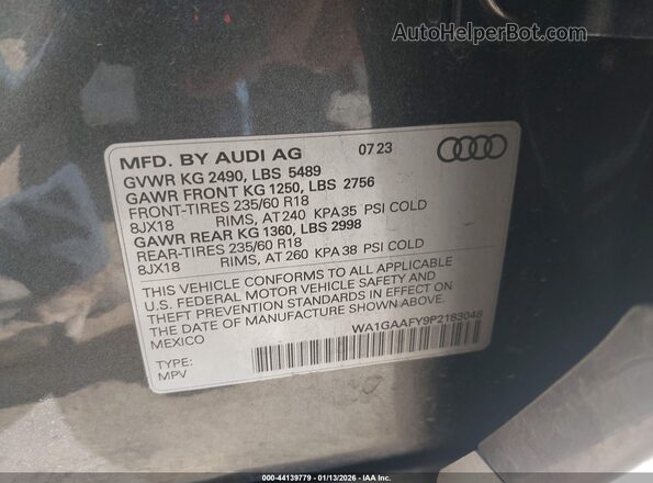 WA1GAAFY9P2183048 2023 AUDI Q5 Gray 