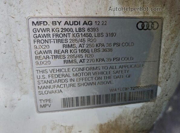 WA1LCBF72PD009994 2023 AUDI Q7 White Vista interior de 360 grados