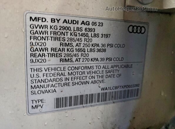 WA1LCBF7XPD022282 2023 AUDI Q7 Tan VIN կոդի պիտակի տեսք