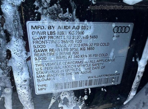 WA1LJAF77MD036345 2021 AUDI Q7 Black 
