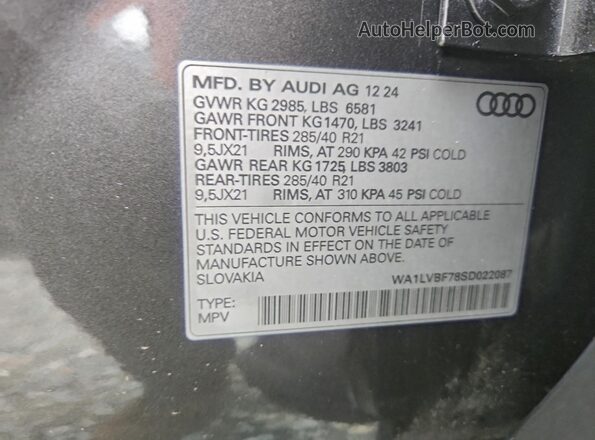 WA1LVBF78SD022087 2025 AUDI Q7 Серый 