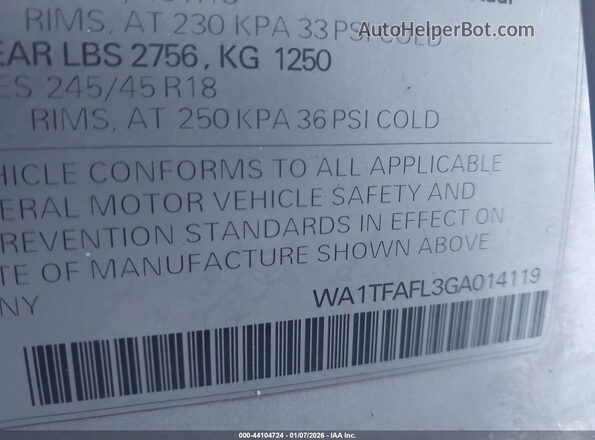 WA1TFAFL3GA014119 2016 AUDI ALLROAD Silver Widok komory silnika