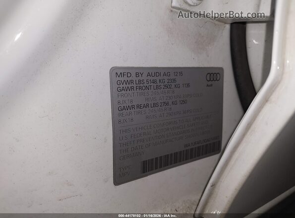 WA1UFAFL0GA014583 2016 AUDI ALLROAD White Widok komory silnika