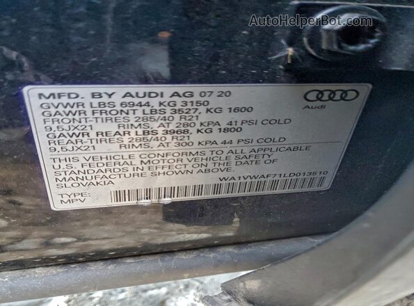 WA1VWAF71LD013510 2020 AUDI SQ7 Черный Вид подкапотного пространства