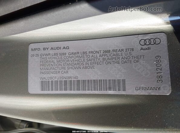 WAU2BCFU3SN095140 2025 AUDI ALL Серый Вид подкапотного пространства