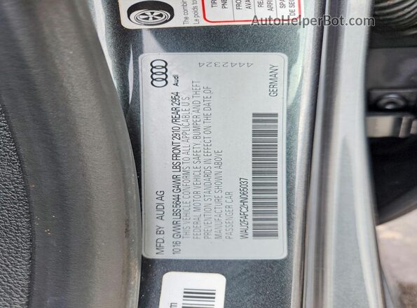 WAU2FAFC2HN065037 2017 AUDI S7 Gray Widok komory silnika