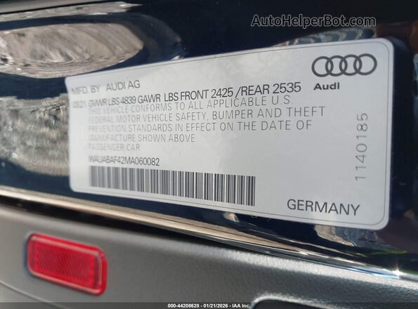 WAUABAF42MA060082 2021 AUDI OTHER Black Շարժիչի բաժամունքի տեսք