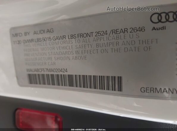 WAUABCF57MA020424 2021 AUDI OTHER Белый Вид подкапотного пространства