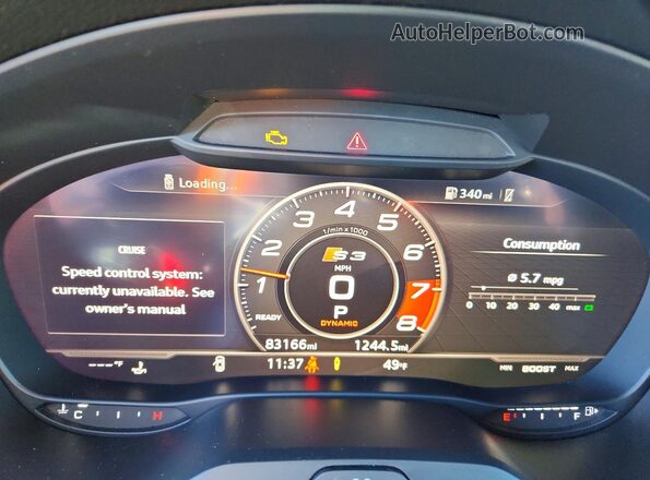 WAUB1GFF0KA124760 2019 AUDI S3 Gray ხელსაწყოთა პანელის ხედი