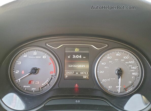 WAUB1GFF5G1096770 2016 AUDI S3 White Вид щитка приладів