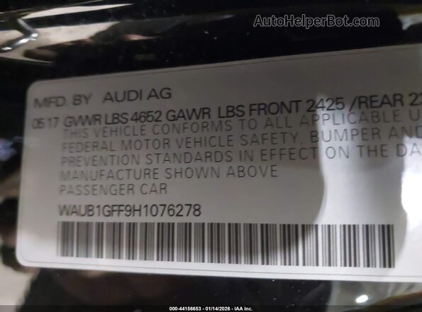 WAUB1GFF9H1076278 2017 AUDI S3 Black 