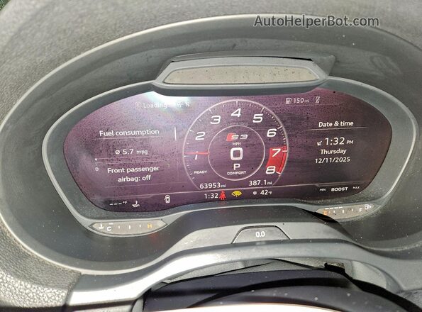 WAUB1GFFXH1011505 2017 AUDI S3 Black Instrument cluster view