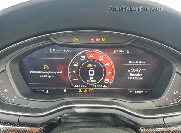 WAUB4AF41KA108277 2019 AUDI S4 Gray Սարքավորումների վահանակի տեսք