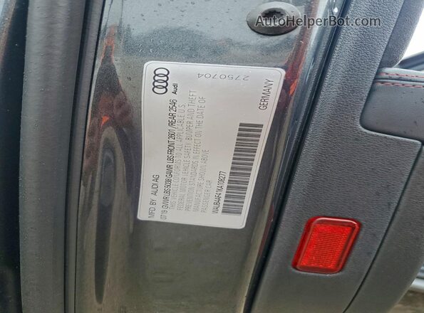 WAUB4AF41KA108277 2019 AUDI S4 Gray VIN կոդի պիտակի տեսք