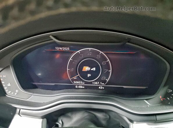 WAUB4AF47KA119591 2019 AUDI S4 Gray Instrument cluster view