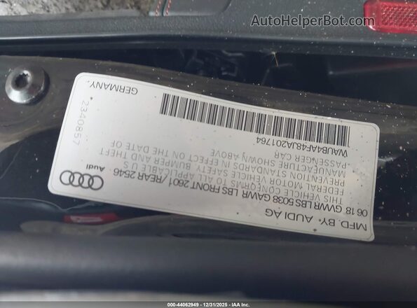 WAUB4AF48JA201764 2018 AUDI S4 Черный Вид подкапотного пространства