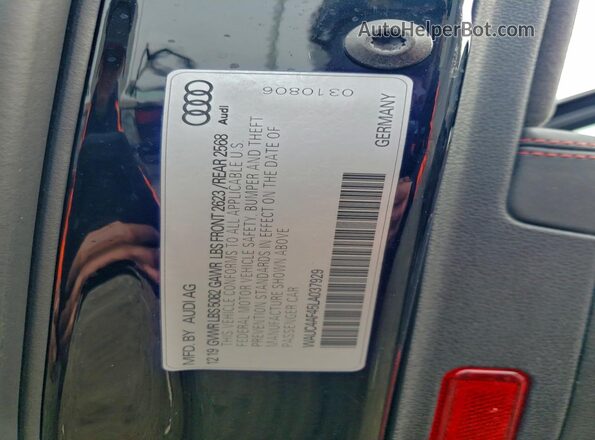 WAUC4AF45LA037929 2020 AUDI S4 Black Widok komory silnika