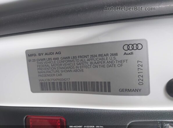 WAUCBCF5XPA034217 2023 AUDI OTHER White ძრავის განყოფილების ხედი