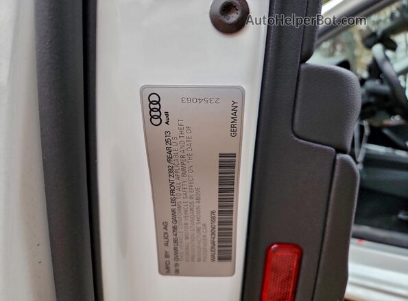 WAUDNAF43KN016876 2019 AUDI OTHER White Engine compartment view