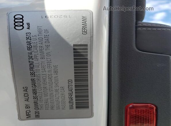 WAUENAF46LA073120 2020 AUDI OTHER White Widok naklejki z numerem VIN
