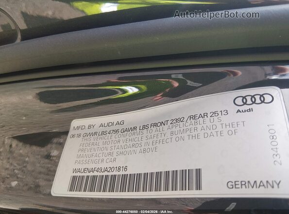 WAUENAF49JA201816 2018 AUDI OTHER Gray Engine compartment view