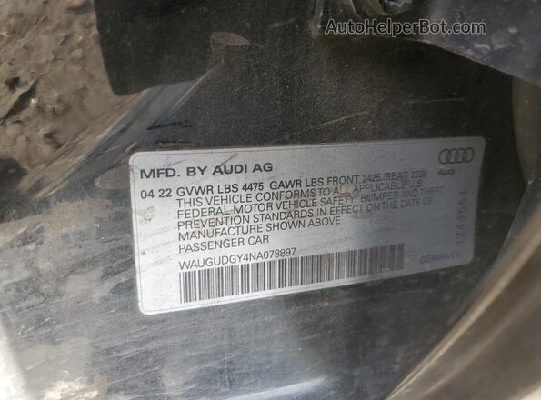 WAUGUDGY4NA078897 2022 AUDI OTHER Black 