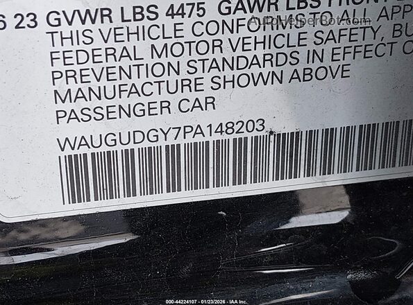 WAUGUDGY7PA148203 2023 AUDI OTHER Black Вид підкапотного простору
