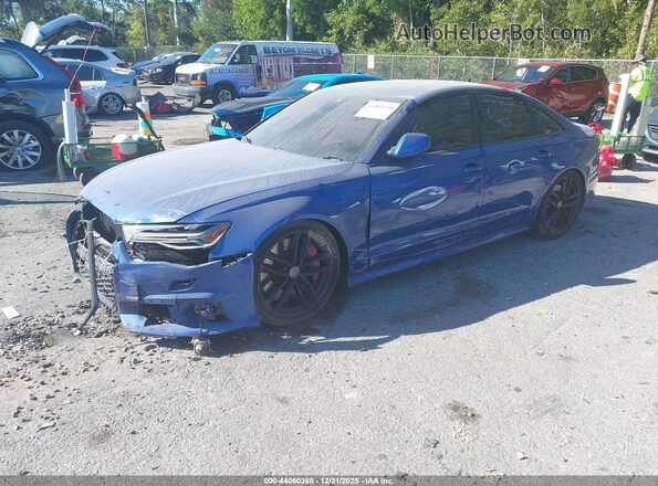 WAUHFAFC4JN086584 2018 AUDI S6 Blue Առջևի ձախ երեք քառորդ տեսարան