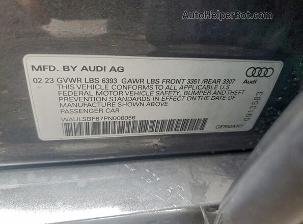 WAULSBF87PN008056 2023 AUDI S8 Gray Widok komory silnika