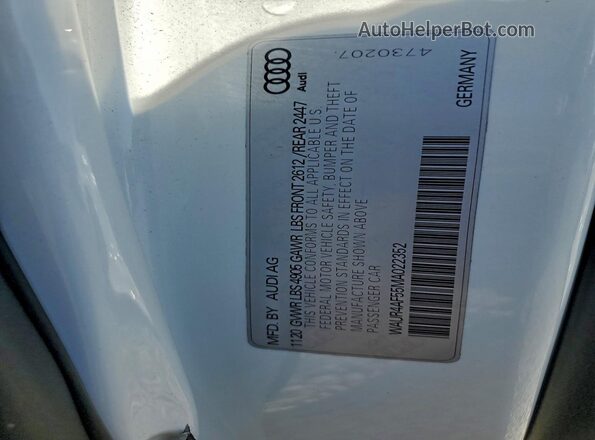 WAUR4AF55MA022352 2021 AUDI S5 White Շարժիչի բաժամունքի տեսք