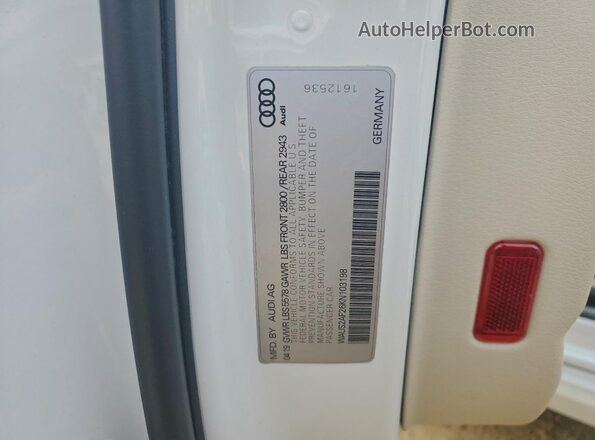 WAUS2AF26KN103198 2019 AUDI OTHER White VIN კოდის სტიკერის ხედი