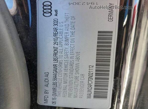 WAUW2AFC7GN021112 2016 AUDI S7 Black 