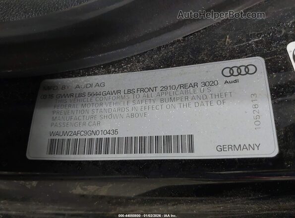WAUW2AFC9GN010435 2016 AUDI S7 Black Widok komory silnika