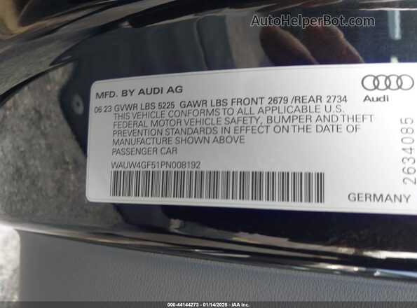 WAUW4GF51PN008192 2023 AUDI S5 Black Շարժիչի բաժամունքի տեսք