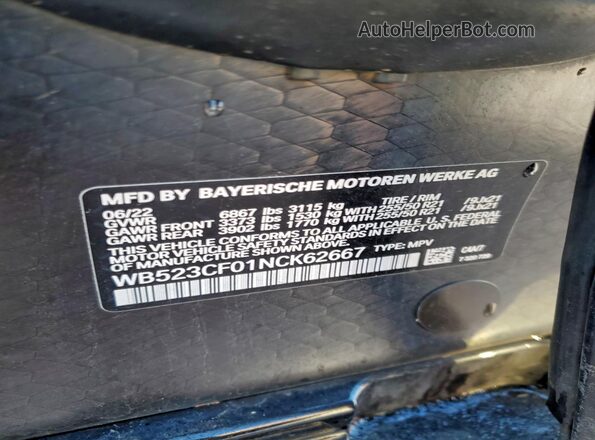 WB523CF01NCK62667 2022 BMW IX Серый Вид подкапотного пространства