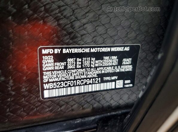 WB523CF01RCP94121 2024 BMW IX White ძრავის განყოფილების ხედი