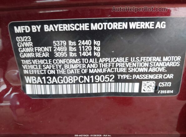 WBA13AG08PCN19052 2023 BMW 5 SERIES Red Widok komory silnika