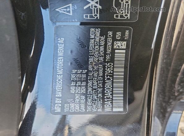 WBA13AR08MCF79635 2021 BMW M4 Black Вид наклейки з VIN-кодом