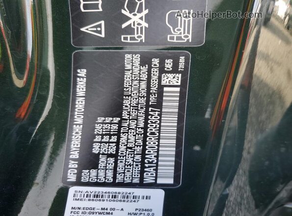 WBA13AR08RCR93647 2024 BMW M4 Green Շարժիչի բաժամունքի տեսք