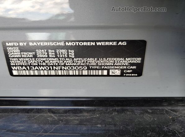 WBA13AW01NFN03059 2022 BMW M4 Silver Vista del compartimento del motor