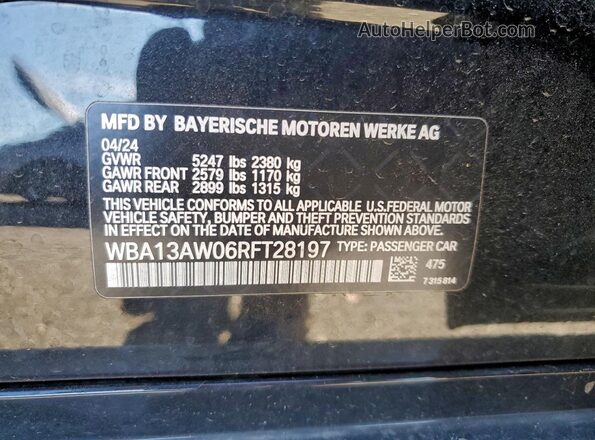 WBA13AW06RFT28197 2024 BMW M4 Black Engine compartment view