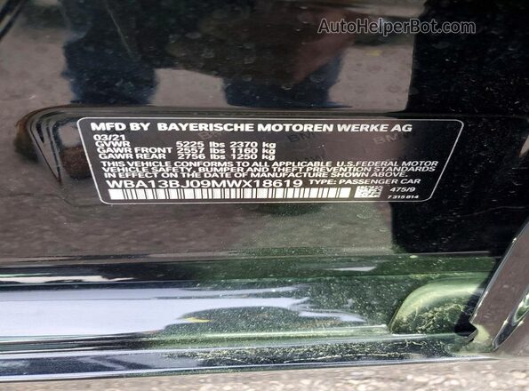 WBA13BJ09MWX18619 2021 BMW 5 SERIES Черный Вид подкапотного пространства