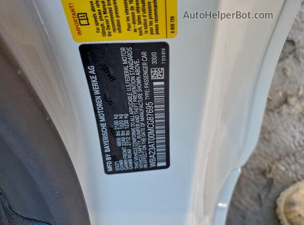 WBA23AT00MCG87695 2021 BMW 4 SERIES White Շարժիչի բաժամունքի տեսք