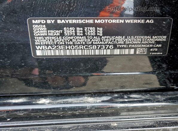 WBA23EH05RCS87376 2024 BMW 7 SERIES Black Շարժիչի բաժամունքի տեսք