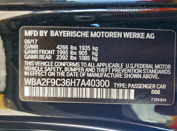 WBA2F9C36H7A40300 2017 BMW 2 SERIES Black Engine compartment view
