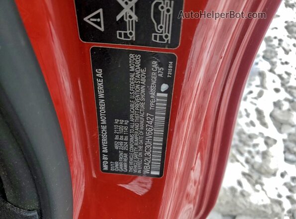 WBA2L3C30HV667427 2017 BMW M2 Red 