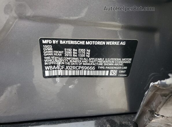WBA43FJ02RCP69666 2024 BMW 5 SERIES Серый Вид подкапотного пространства