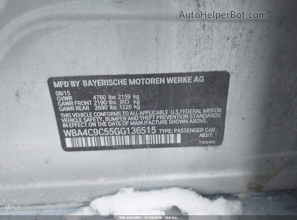 WBA4C9C55GG136515 2016 BMW 4 SERIES Серебряный Вид подкапотного пространства