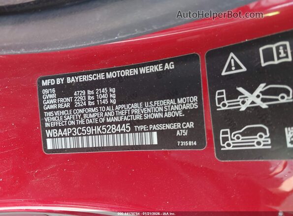 WBA4P3C59HK528445 2017 BMW 7 SERIES Red Widok komory silnika