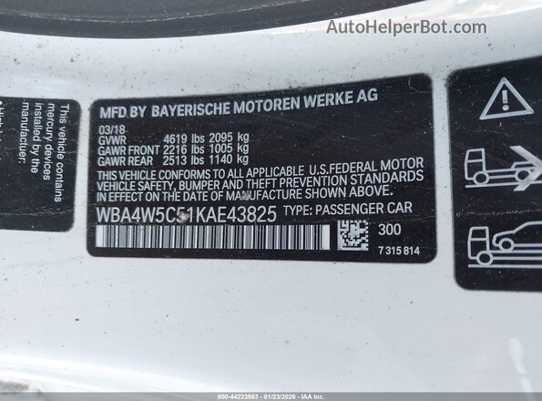 WBA4W5C51KAE43825 2019 BMW 4 SERIES White Engine compartment view